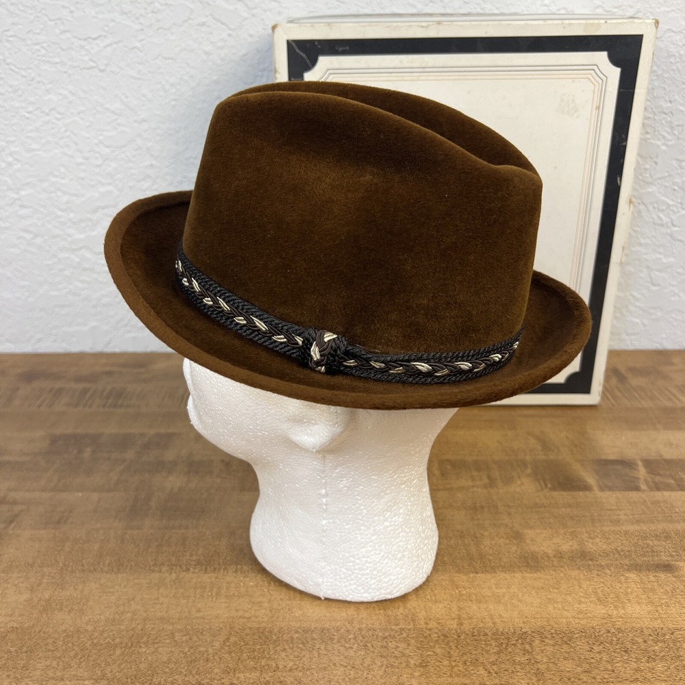 Vintage Stetson The Sovereign Brown Fedora Hat Size 6 7/8 W/ Box - Picture 4 of 16